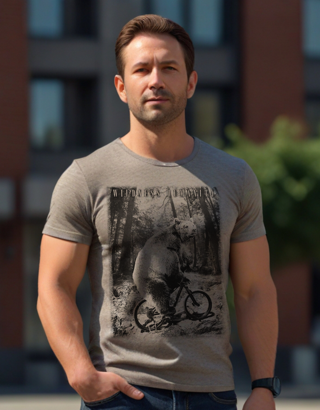 Urban BikeBear - Camiseta de manga corta Hombre — Gris